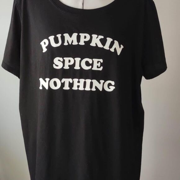 Tee 3X Torrid slim fit Short Sleeve Black Tee-Shirt (Pumpkin Spice Nothing)C5793 - Picture 3 of 7